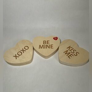 3 Unfinished DIY Wooden Valentine's Day Conversation Hearts Paint Your own Decor